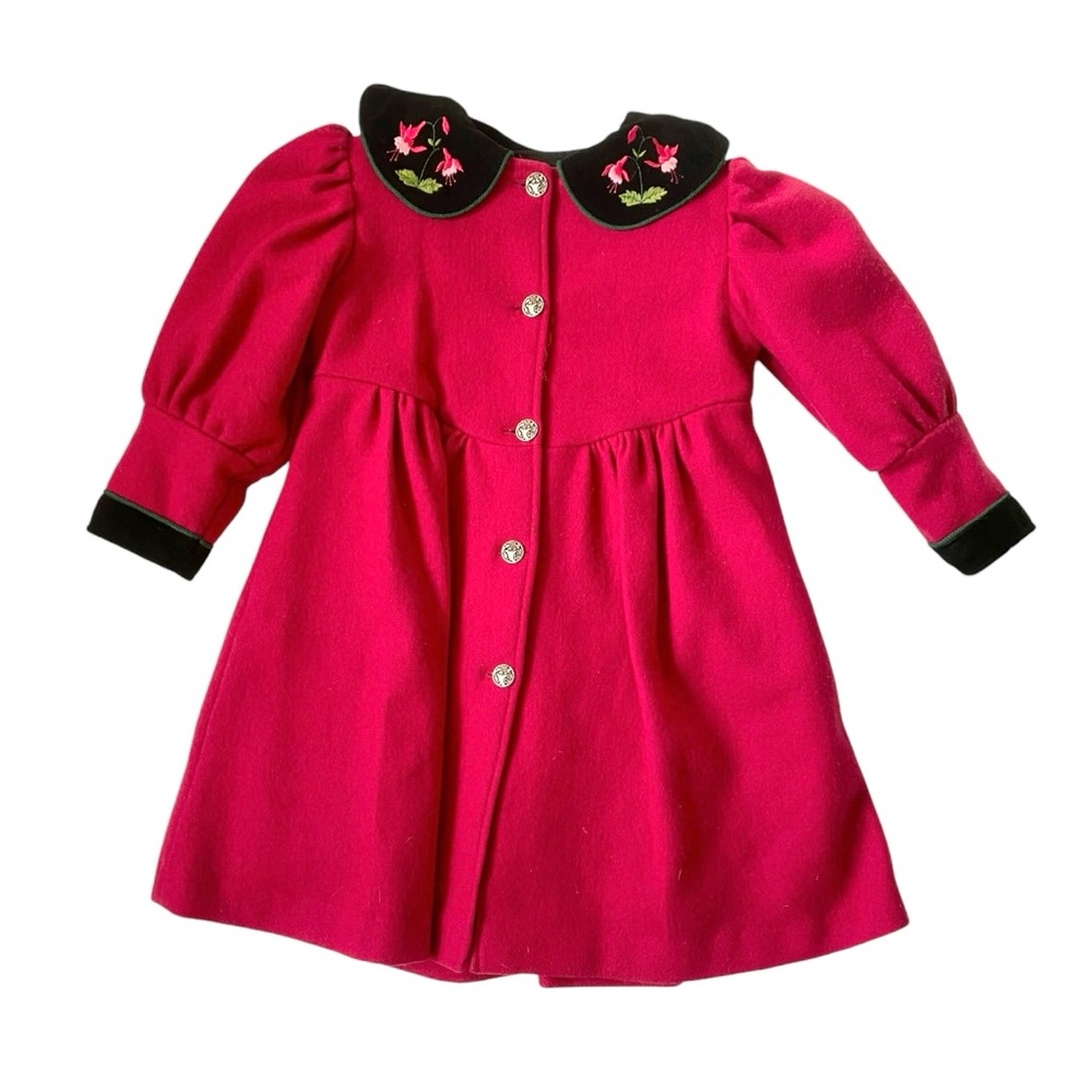 VINTAGE WOOL Coat Nanook jacket Formal Insulated Winter Pink Embroidered